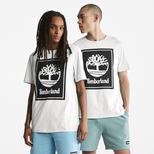 T-shirt à logo Stack unisexe en blanc, blanc, Taille: L - Timberland - Modalova