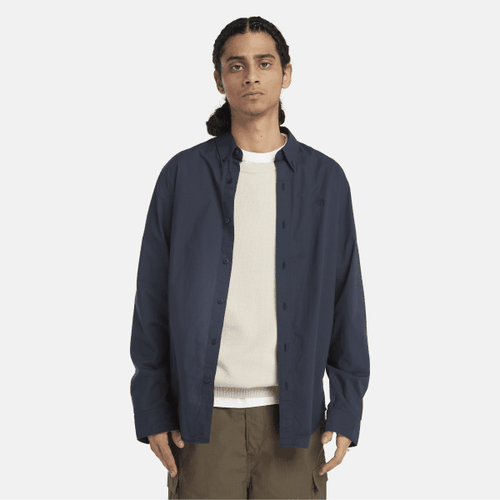 Chemise en popeline extensible à manches longues en bleu foncé, , bleu, Taille: L - Timberland - Modalova