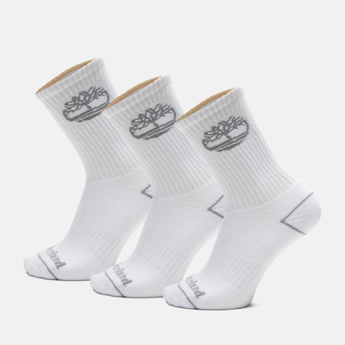 Lot de 3 paires de chaussettes Bowden unisexes avec logo arbre en blanc, blanc, Taille: L - Timberland - Modalova