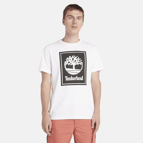 T-shirt à manches courtes avec logo effet empilé en blanc, , blanc, Taille: L - Timberland - Modalova