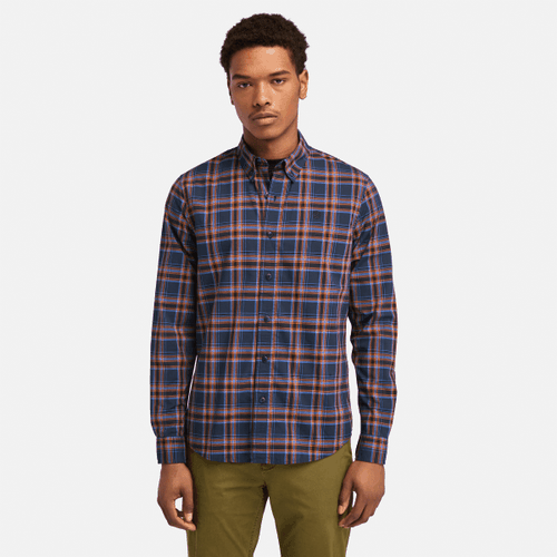 Chemise à carreaux en popeline extensible en bleu, , bleu, Taille: 3XL - Timberland - Modalova