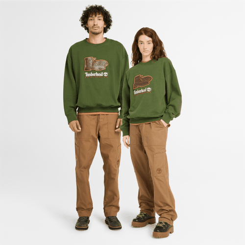 Sweat droit à col rond et écusson unisexe en vert foncé, vert, Taille: L - Timberland - Modalova