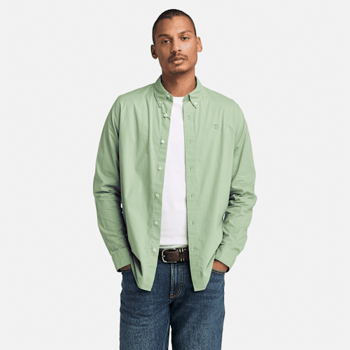 Chemise en popeline extensible à manches longues en vert, , vert, Taille: L - Timberland - Modalova