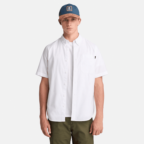 Chemise Oxford à manches courtes teinte en fil Gale River en blanc, , blanc, Taille: 3XL - Timberland - Modalova