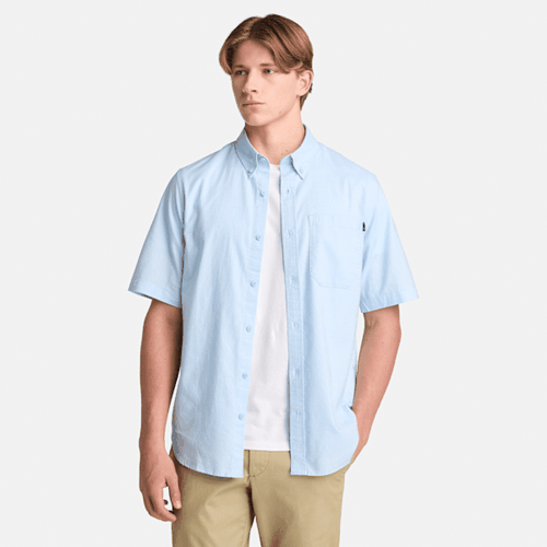 Chemise Oxford à manches courtes teinte en fil Gale River en bleu clair, , bleu, Taille: 3XL - Timberland - Modalova