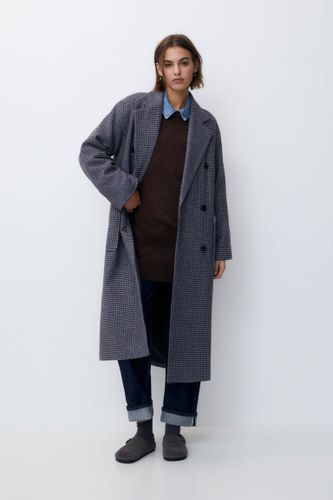 Manteau Long À Carreaux En Laine Mélangée - Pull&Bear - Modalova