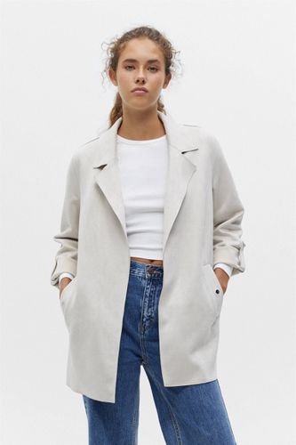 Manteau Suédine Manches Retroussées - Pull&Bear - Modalova