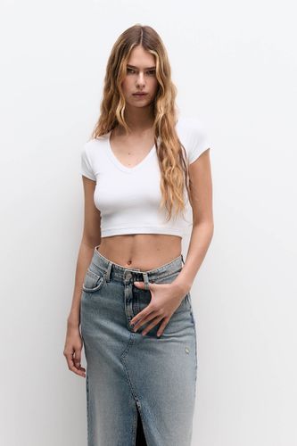 T-Shirt Court Col En V - Pull&Bear - Modalova