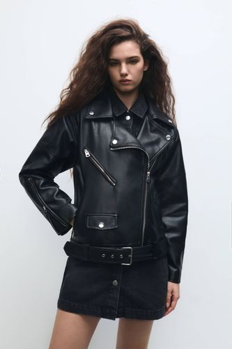 Veste Style Motard Similicuir Oversize - Pull&Bear - Modalova