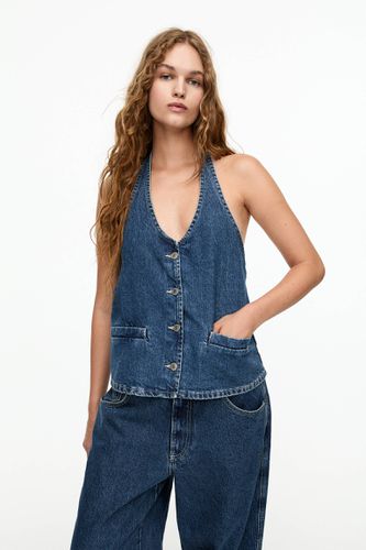 Top Gilet Sans Manches Denim À Encolure Américaine - Pull&Bear - Modalova