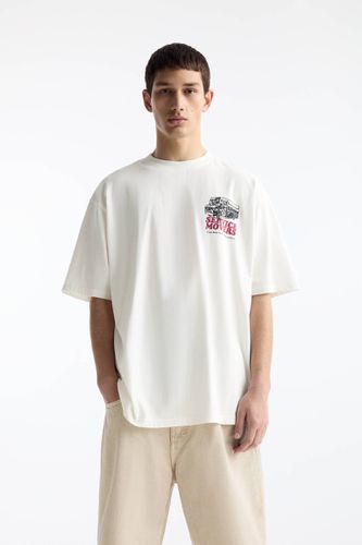 T-Shirt Manches Courtes Délavé Imprimé - Pull&Bear - Modalova