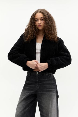 Veste Cropped À Capuche En Mouton Synthétique - Pull&Bear - Modalova