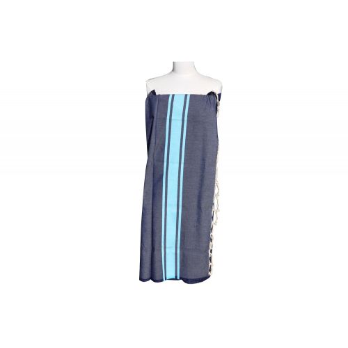 BIJOUX - V Fouta Drap Plage et Hammam Coton Couleur Marine Bandes - LES POULETTES - Modalova