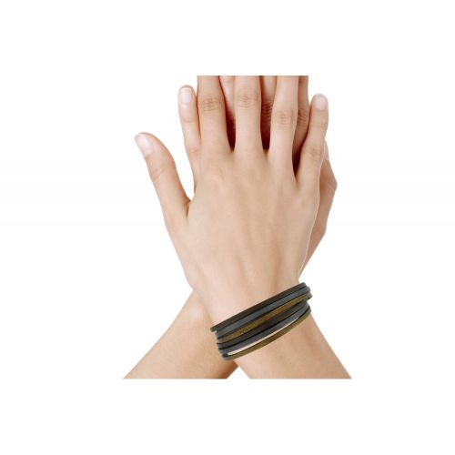 Bracelet Cuir Trois Lanières Bronze Argenté Doré Fermoi - LES POULETTES BIJOUX - Modalova