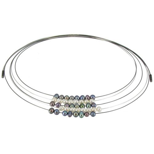 Collier Multi-fils Argent Perles Blanches et Foncés - LES POULETTES BIJOUX - Modalova