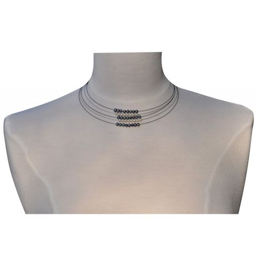 Collier Multi-fils Argent Perles Blanches et Foncés - LES POULETTES BIJOUX - Modalova