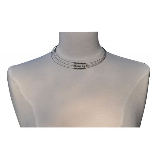 Collier Multi-fils Argent et Perles Cristal et Foncés - LES POULETTES BIJOUX - Modalova