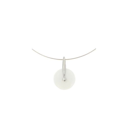 V Pendentif Argent Disque d'Agate Blanche - LES POULETTES BIJOUX - Modalova