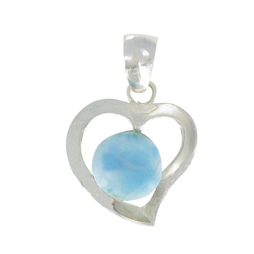 V Pendentif Argent Coeur et Demi-Sphère de Larimar - LES POULETTES BIJOUX - Modalova