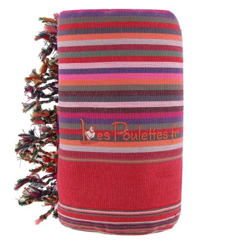 BIJOUX - Kikoy Serviette Plage Coton Eponge Couleur Rayé Fuchsia - LES POULETTES - Modalova