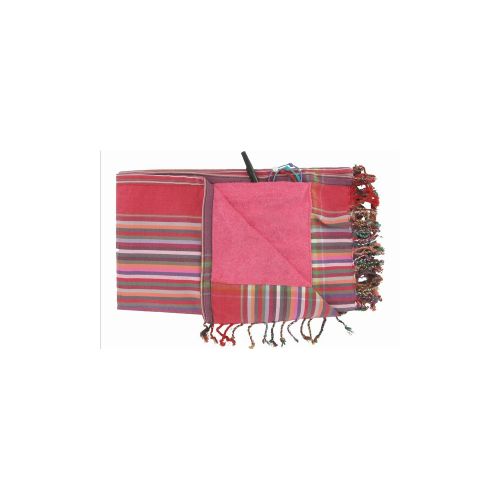 BIJOUX - Kikoy Serviette Plage Coton Eponge Couleur Rayé Fuchsia - LES POULETTES - Modalova