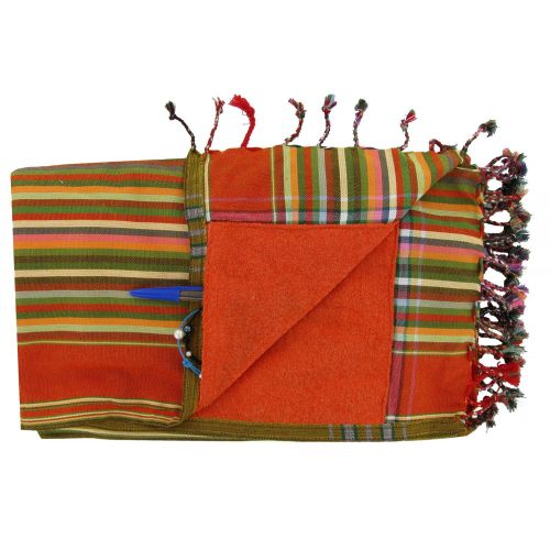 BIJOUX - Kikoy Serviette Plage Coton Eponge Couleur Rayé Orangé - LES POULETTES - Modalova