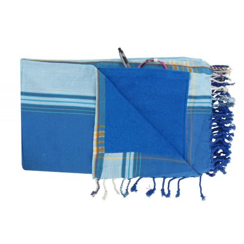 BIJOUX - V Kikoy Serviette Plage Coton Eponge Couleur Mer - LES POULETTES - Modalova