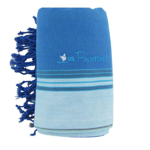 BIJOUX - V Kikoy Serviette Plage Coton Eponge Couleur Mer - LES POULETTES - Modalova