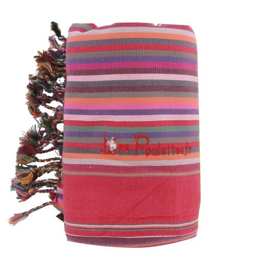 BIJOUX - Kikoy Serviette Plage Coton Eponge Rayé Couleur Corail - LES POULETTES - Modalova