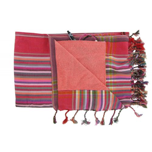 BIJOUX - Kikoy Serviette Plage Coton Eponge Rayé Couleur Corail - LES POULETTES - Modalova