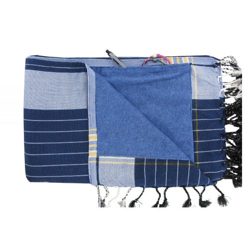 BIJOUX - V Kikoy Serviette Plage Coton Eponge Couleur Rayé Marine - LES POULETTES - Modalova