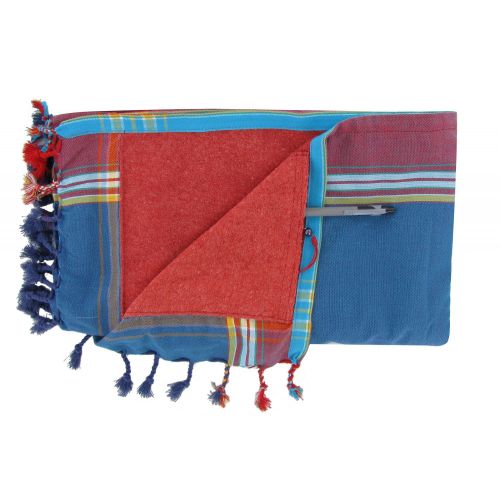 BIJOUX - Kikoy Serviette Plage Coton Couleur Pétrole Eponge Rouge - LES POULETTES - Modalova