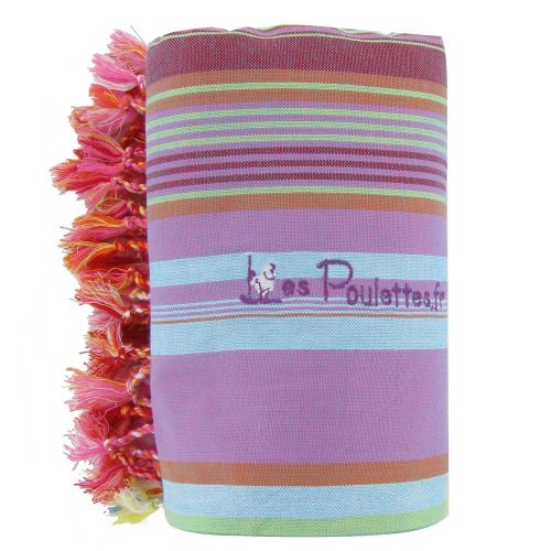 BIJOUX - V Kikoy Serviette Plage Coton Couleur Rayé Lilas Bleu Eponge - LES POULETTES - Modalova