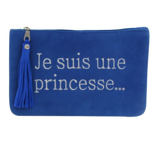 BIJOUX - Pochette Sac Daim Brodé Je suis une Princesse Couleur Dur - LES POULETTES - Modalova
