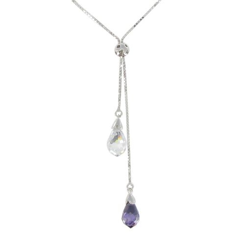 V Collier Toi et Moi Zirconia Cristal et - LES POULETTES BIJOUX - Modalova