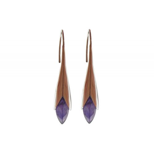 V Boucles d'Oreilles Tulipe Argent Couleur Améthyste - LES POULETTES BIJOUX - Modalova