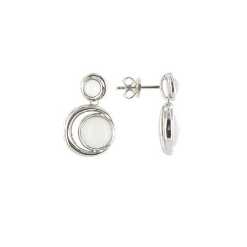 V Boucles d'Oreilles Argent Atoll Agate Blanche - LES POULETTES BIJOUX - Modalova
