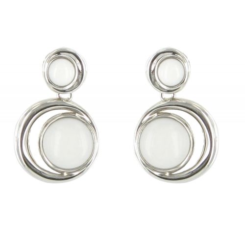 V Boucles d'Oreilles Argent Atoll Agate Blanche - LES POULETTES BIJOUX - Modalova