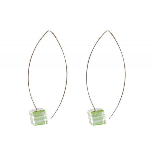 Boucles d'Oreilles Cube en Argent et Feuilleté en Verre - LES POULETTES BIJOUX - Modalova