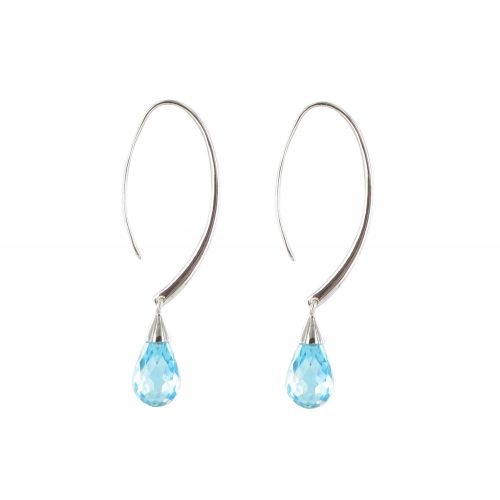 V Boucles d'Oreilles Argent Grande Goutte de Zirconium Bleu A - LES POULETTES BIJOUX - Modalova