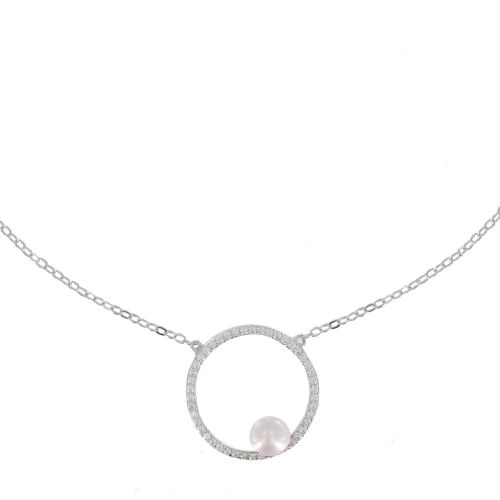 V Collier Argent Cercle de Strass et Perle - LES POULETTES BIJOUX - Modalova