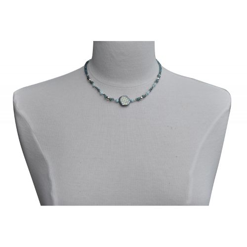 Collier Argent Perles de Verre et de Larimar - LES POULETTES BIJOUX - Modalova
