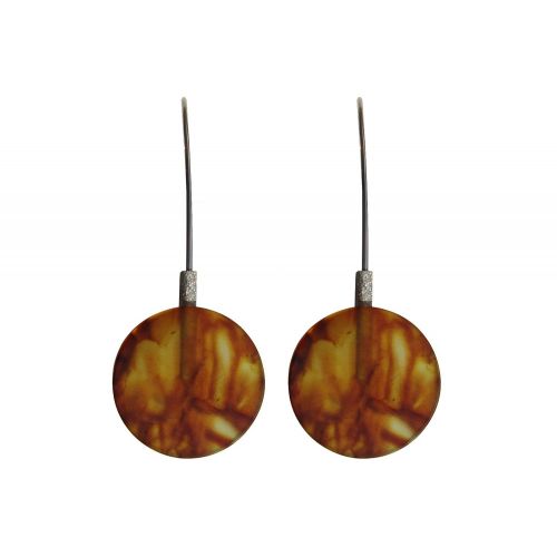 Boucles d'Oreilles Argent Cercle d'Ambre Cognac - LES POULETTES BIJOUX - Modalova