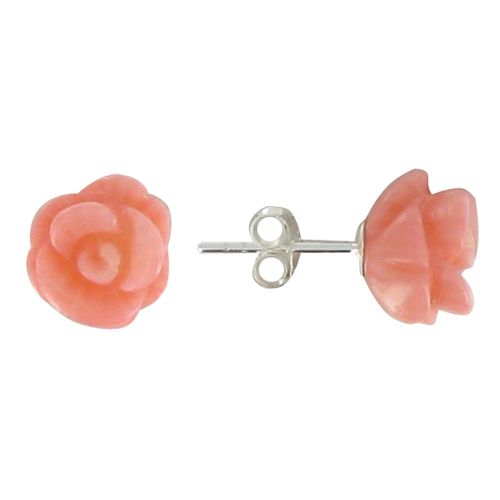V Boucles d'Oreilles Argent Puces Couleur Saumon - LES POULETTES BIJOUX - Modalova