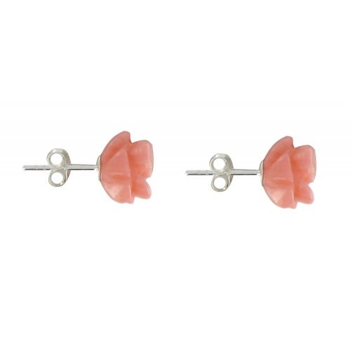 V Boucles d'Oreilles Argent Puces Couleur Saumon - LES POULETTES BIJOUX - Modalova
