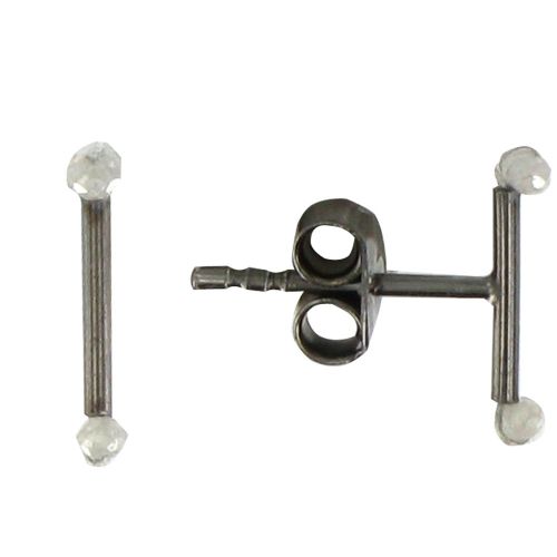 Boucles d'Oreilles Bâton en Argent 925 et ses 2 Diamants - LES POULETTES BIJOUX - Modalova