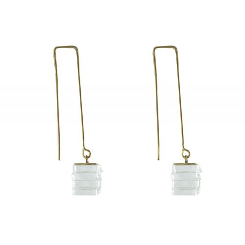 Boucles d'Oreilles Cube en Laiton et Feuilleté en Verre Trans - LES POULETTES BIJOUX - Modalova