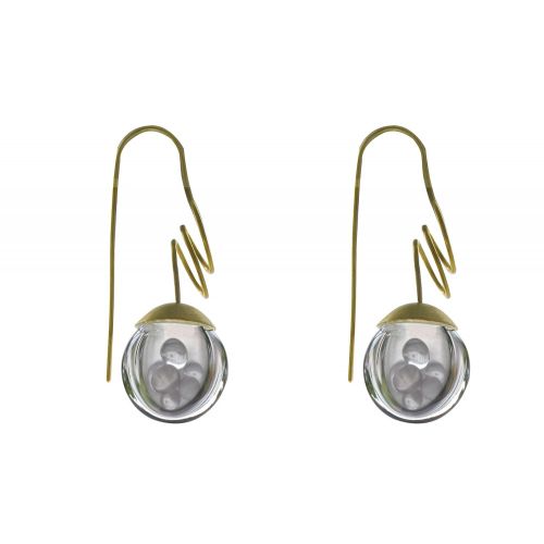 V Boucles d'Oreilles Laiton Bulle et Billes Pâte de Verre Cri - LES POULETTES BIJOUX - Modalova