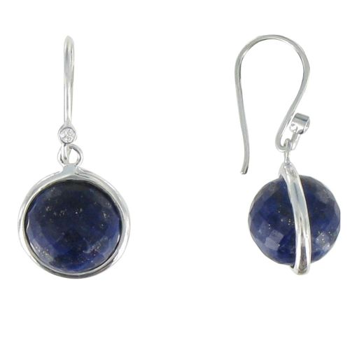 Boucles d'Oreilles Crochet Argent Sphère de Lapis Lazuli - LES POULETTES BIJOUX - Modalova