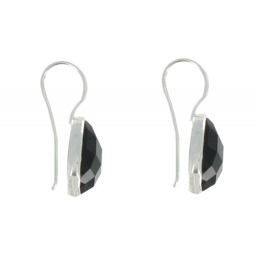 Boucles d'Oreilles Crochet Argent Goutte d'Onyx Facetté - LES POULETTES BIJOUX - Modalova